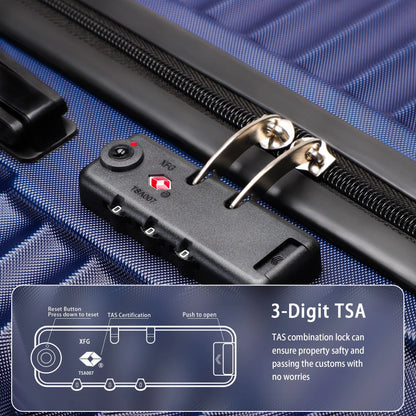 Vebreda Luggage Sets 3 Piece 20/24/28 inch Suitcase Sets Hardside Luggage Set, Navy Blue