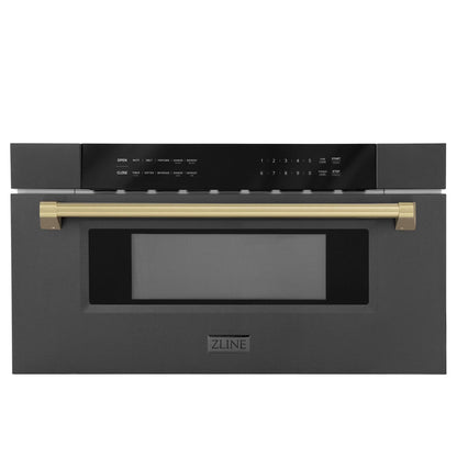 ZLINE Autograph Edition 30" 1.2 cu. ft. Built-In Microwave Drawer in Stainless Steel with Gold Accents