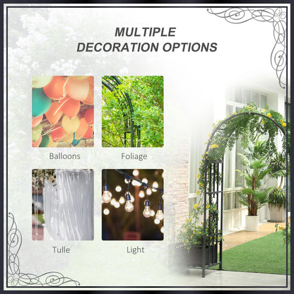 Outsunny Garden Arbor & Wedding Arch with Planters & Heart Motifs