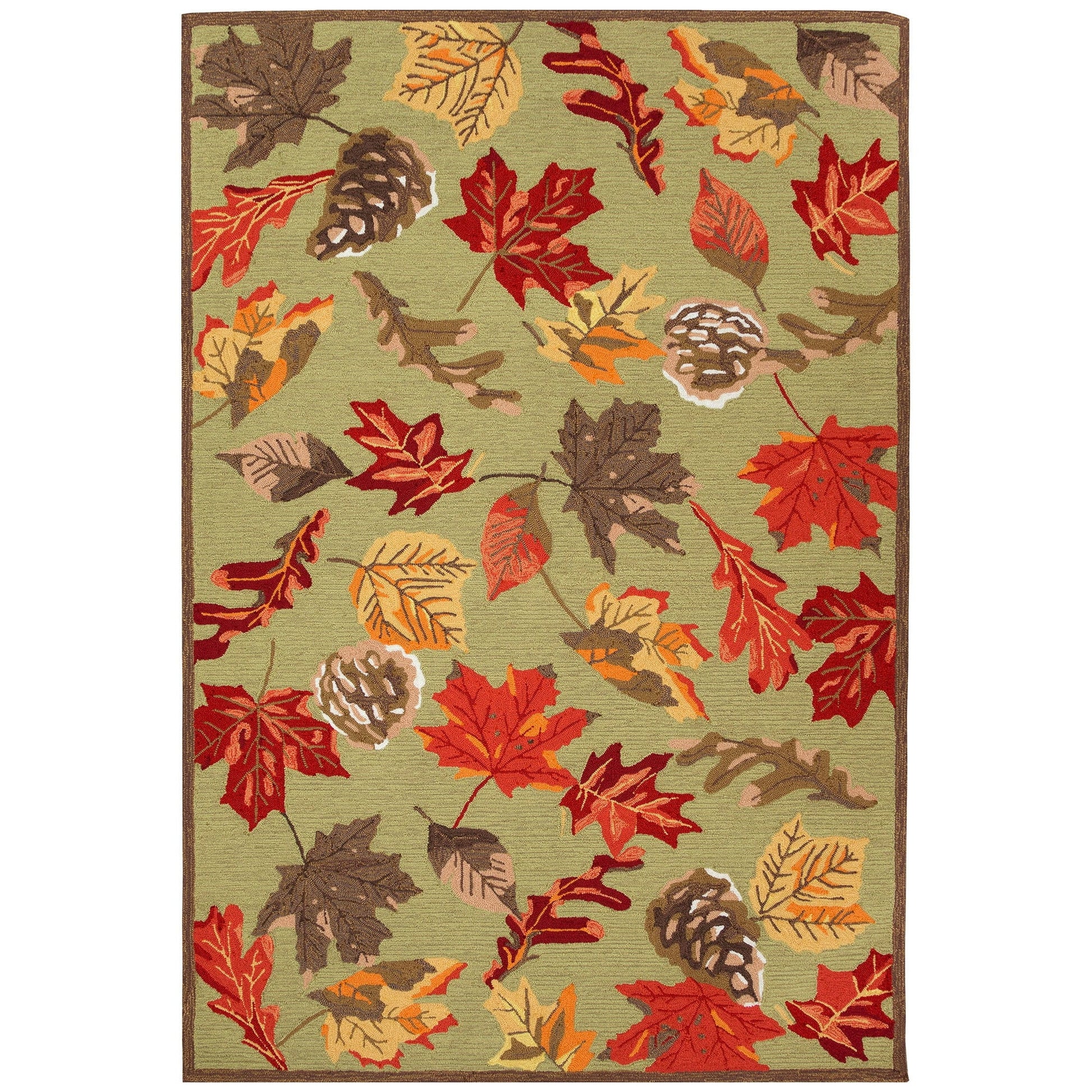 Liora Manne Ravella Area Rug Moss Falling Leaves Indoor Outdoor 70% Polypropylene