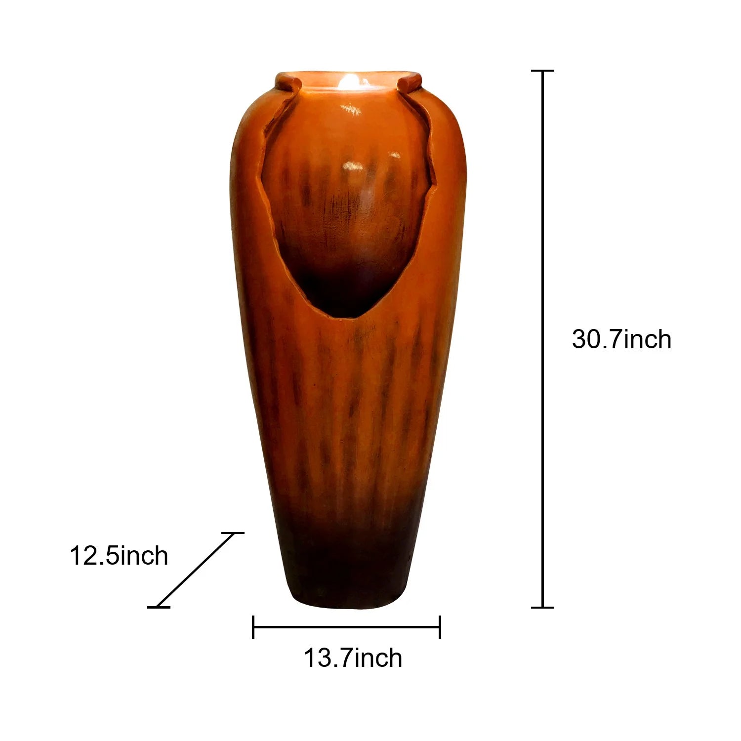 30.7in High Floor Contemporary Vase Water Fountain with LED Lights for Home and Garden Decor
