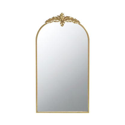 A& B Home Arched Gold Wall Mirror with Leaf Accent 39.6" x 2" x 35"