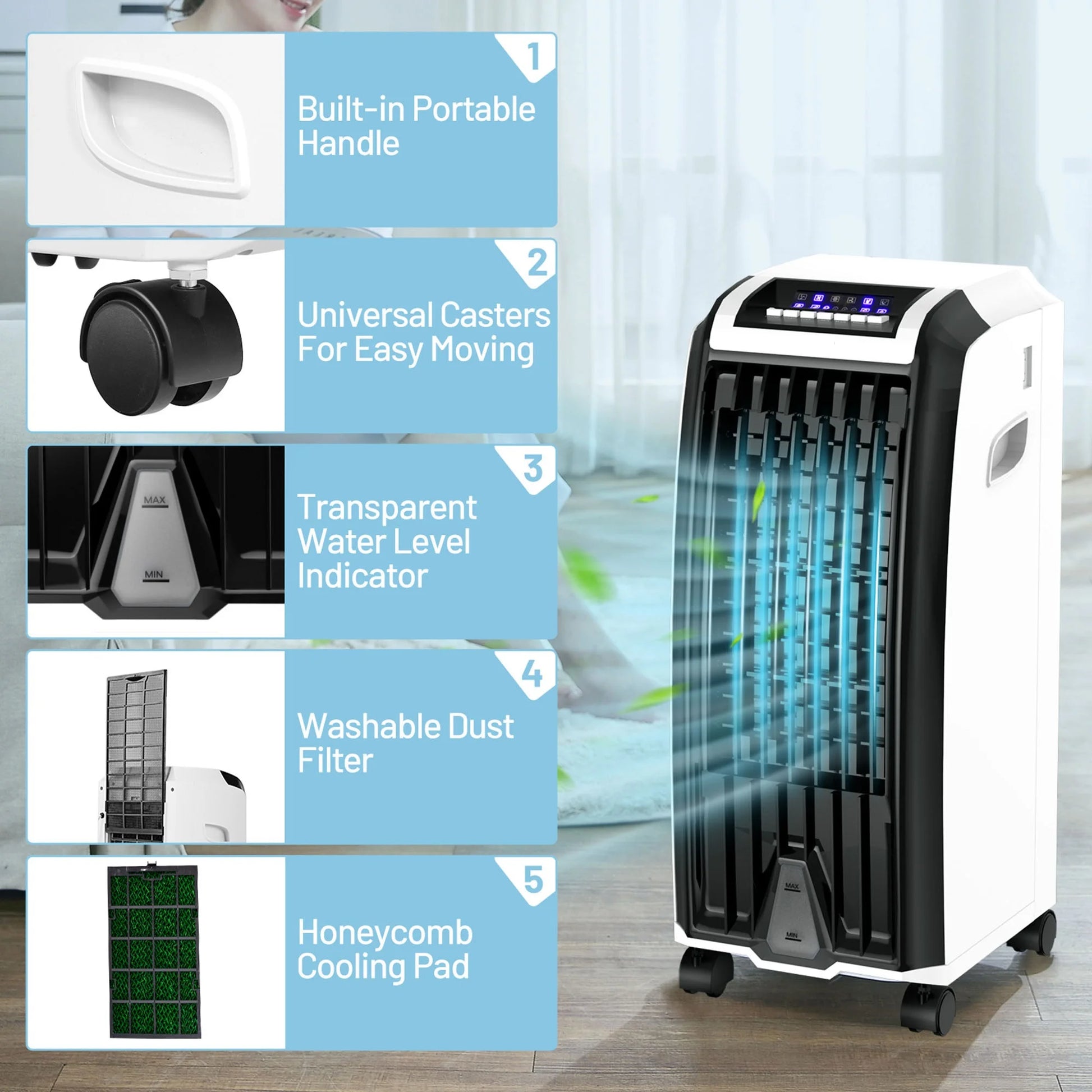 Gymax Portable Air Evaporative Cooler Fan w/Remote Control Casters Home Office