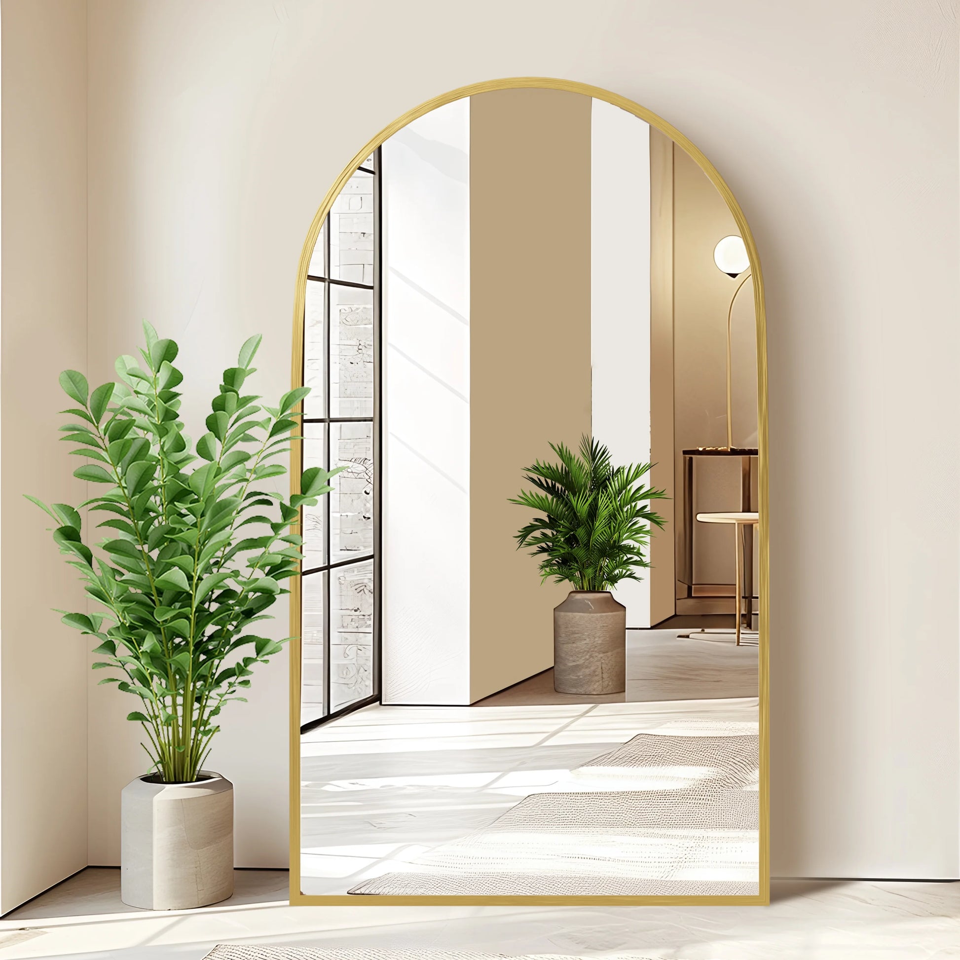 MAYEERTY 71"x32" Modern Aluminum Alloy Arch Full Length Floor Mirror Full Oversize Mirror,Black
