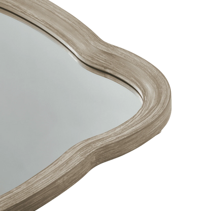 COZAYH Curved Wood Frame Accent Mirror, Farmhouse French Country Decorative Wall Mirror, Rectangle 23.5" L x 38" W, Natural