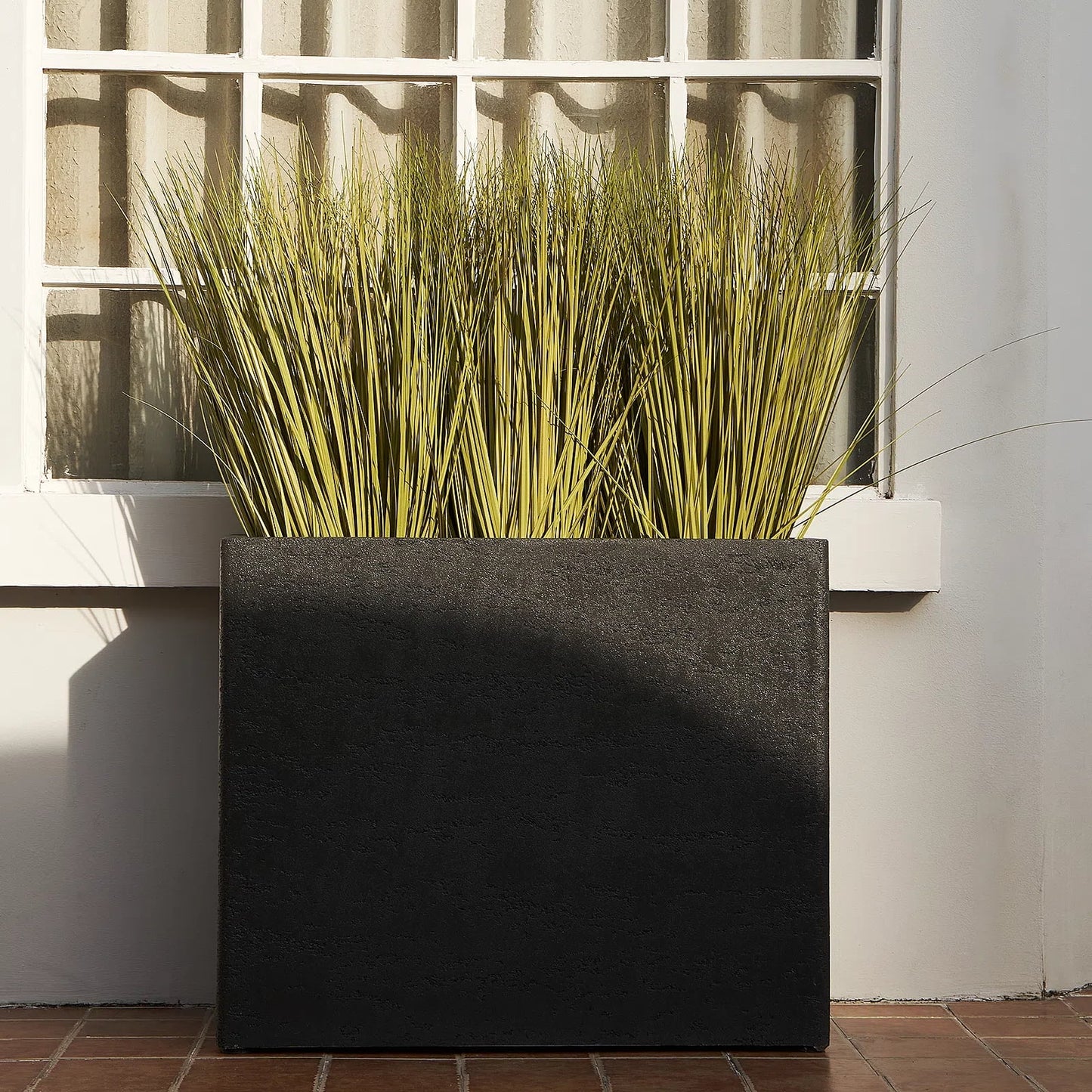 Tall Rectangular Composite Planter,Durable for All-Weather Use with Drainage Holes, Large Rectangular Planter for Outdoor and Indoor Plants
