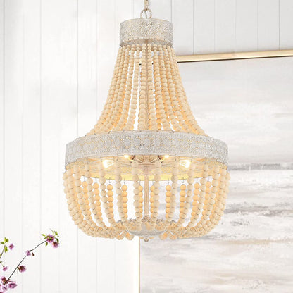 Vanity Art 5 Light Unique Empire Chandelier with Beaded Accents | Modern Hanging Lighting, Ceiling Lights Fixtures for Dining Room Living Room Bed Room Kitchen SYB5265DW-LT