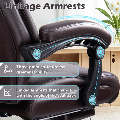 Waleaf Office Chair with Footrest,90-165° Reclining Ergonomic High Back Computer Desk Chair Lumbar Support for Home Office