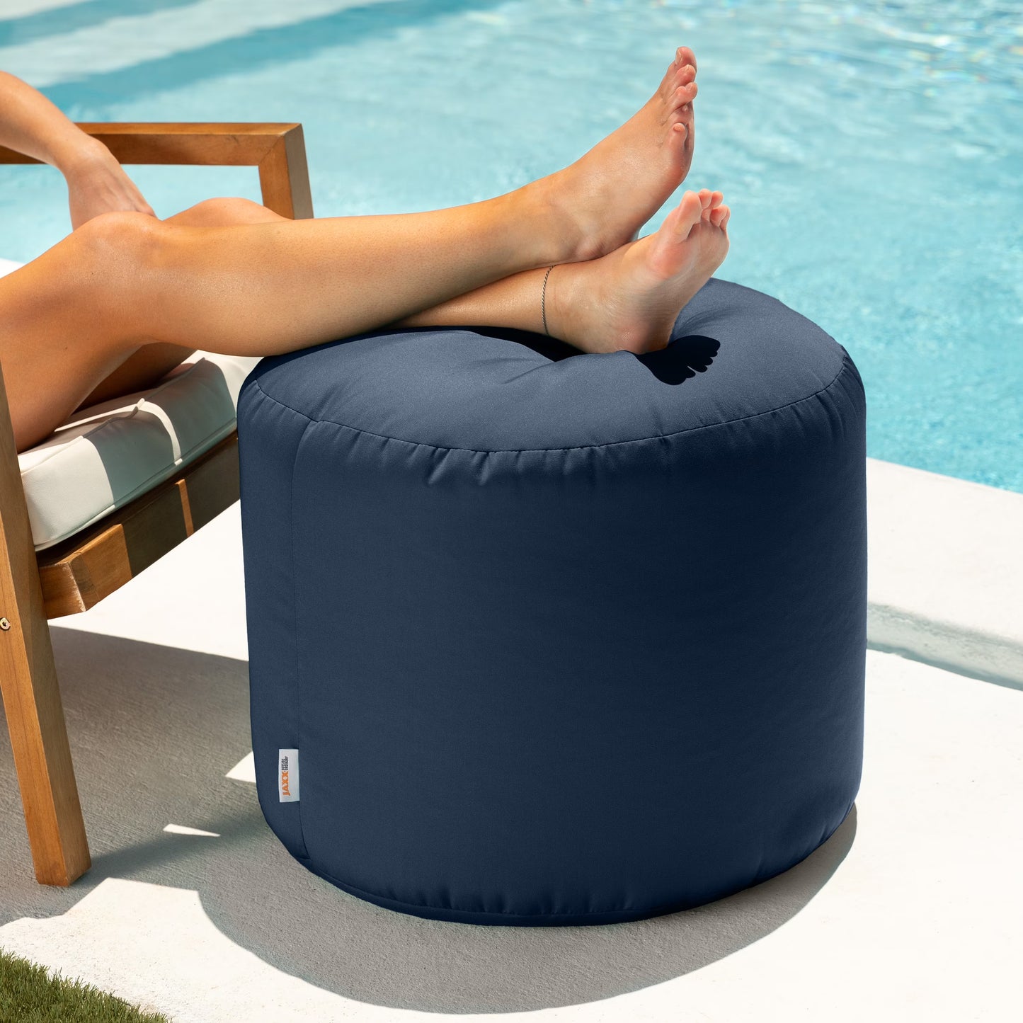 Jaxx Spring Indoor/Outdoor Bean Bag Pouf Ottoman, Sunbrella Granite