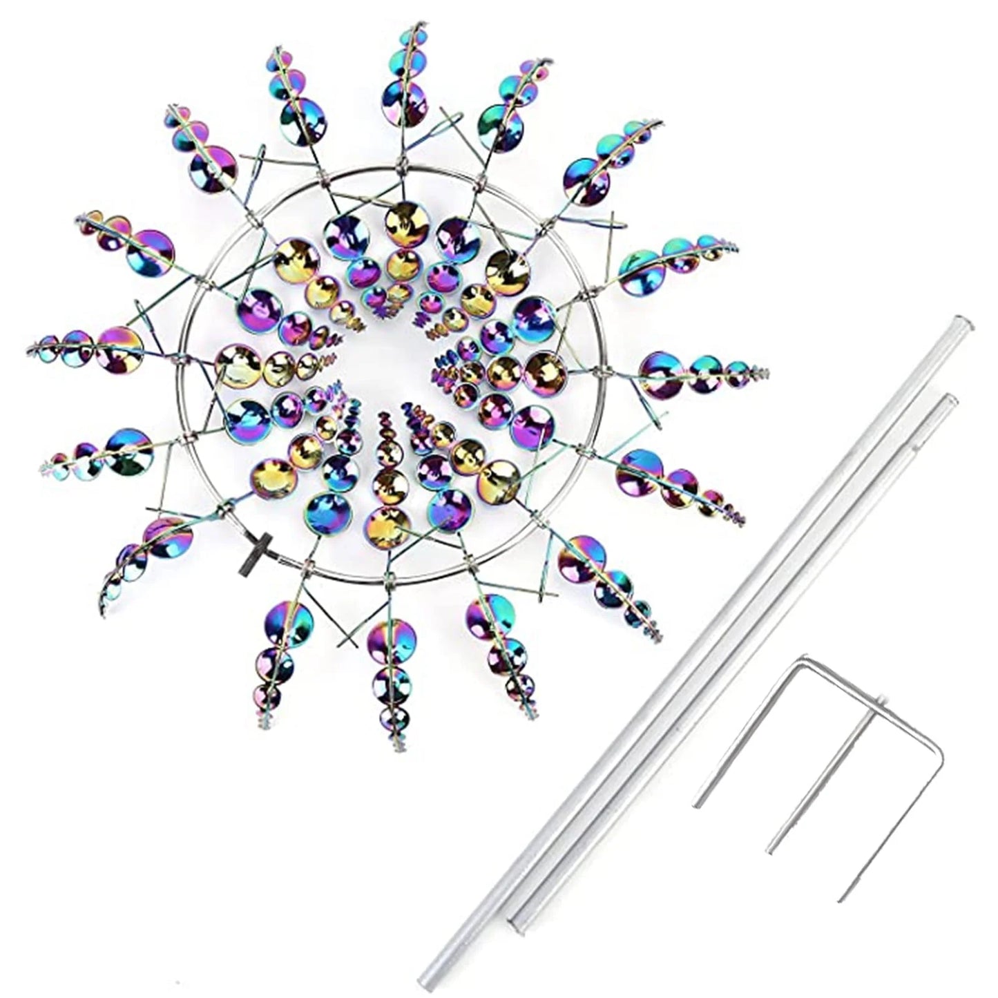Limei Colorful Wind Spinner 39" Large Vertical Windmill Metal Sculpture Garden Decoration Lawn Ornaments Yard Art Decor Outdoor Pinwheel for Patio