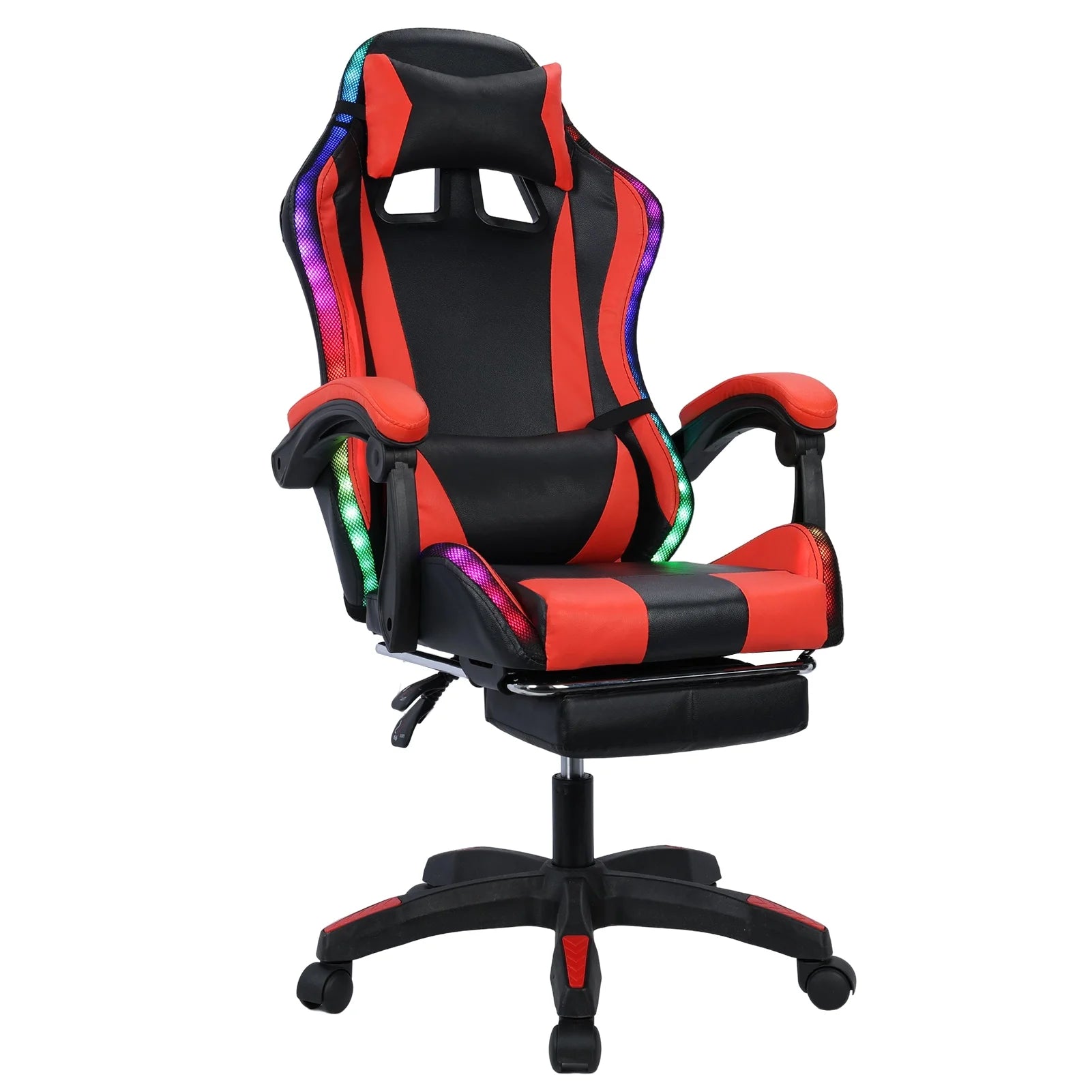 WETS Gaming Chair with Bluetooth Speakers Office Chair with Footrest and LED Lights Ergonomic Gaming Chairs High Back with Headrest Adjustable Swivel for Home Office,397lb