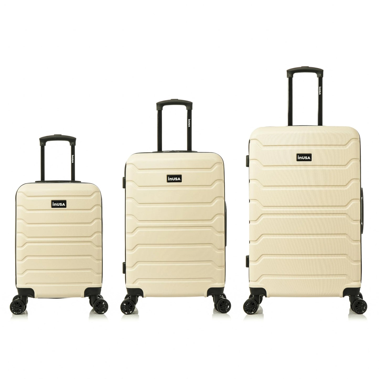 InUSA Trend 3-Piece Hardside Luggage Sets with Spinner Wheels, Handle, Trolley, (20"/24"/28"), Sand
