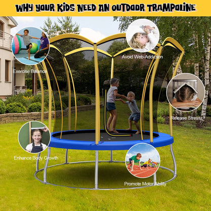 Gymax 8FT Certified Recreation Trampoline w/Exclusive Flower Shape Enclosure Net Yellow