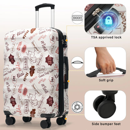 28 Inch Expandable Checked Luggage, Lightweight Glossy Hardshell Travel Suitcase with Spinner Wheels, TSA Lock