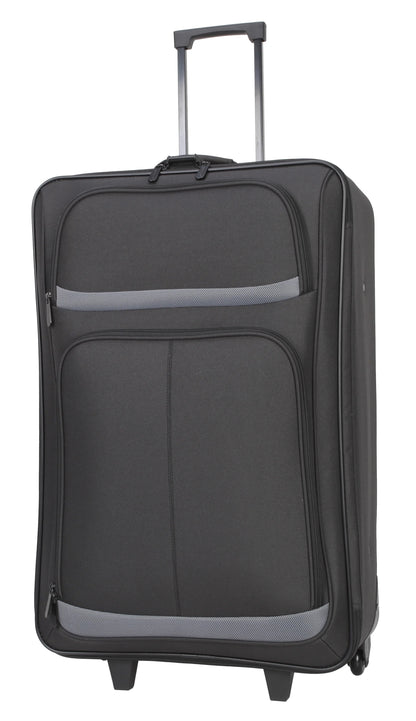 Protege 5 Piece 2-Wheel Luggage Set, 28 in Checked, 21" Carry-on, 13.75" Boarding Bag, 9" Toiletry Kit and Matching Laundry Cinch Sack, All Ages, Black