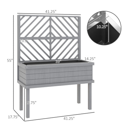 GHooa Raised Garden Bed with Trellis for Climbing Plants 41.25" W x 17.75" D x 55" H-Gray