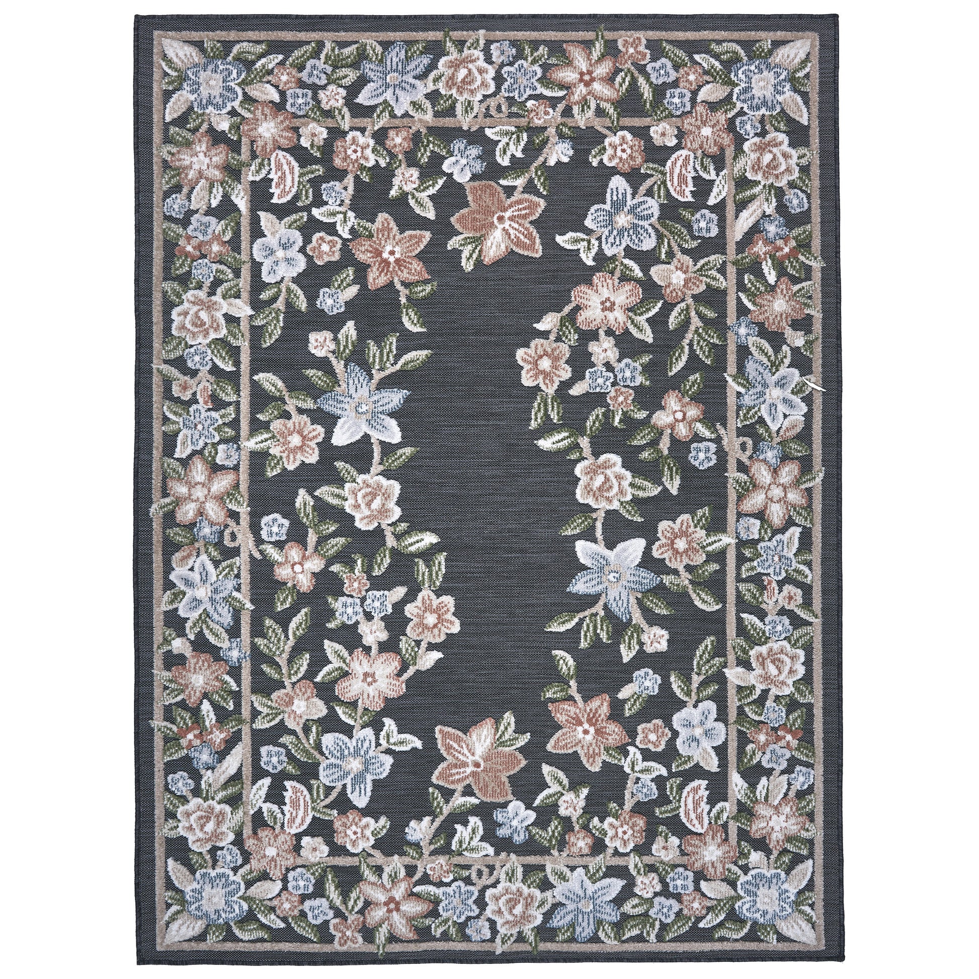 Laguna Indoor/Outdoor Area Rug, Beta Black, 5'3' x 7'