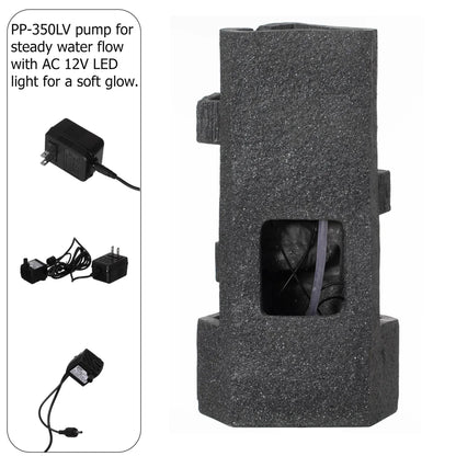 Gardenised Water Fountain with LED Light for Indoor and Outdoor Accent with Soothing Waterfall Sound Ideal for Home Office Patio Backyard Deck Porch Balcony and Tabletop Display, Modern Steps Flow