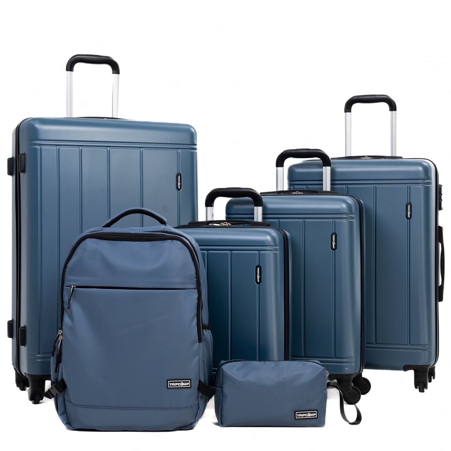 Tripcomp 6 Piece Hardside Luggage Sets Spinner Wheels with TSA Lock Lightweight Suitcase with backpacks(White)