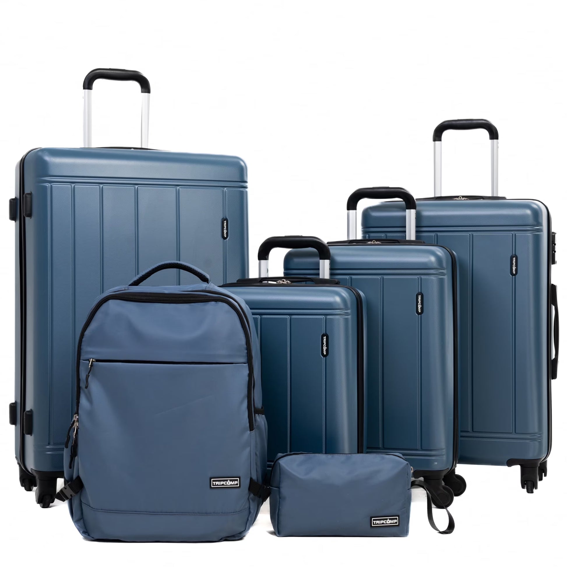 Tripcomp 6 Piece Hardside Luggage Sets Spinner Wheels with TSA Lock Lightweight Suitcase with backpacks(White)