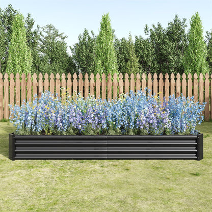 Dtwnek Rectangle Metal Raised Garden Bed Raised Planter for Flowers Plants, Black