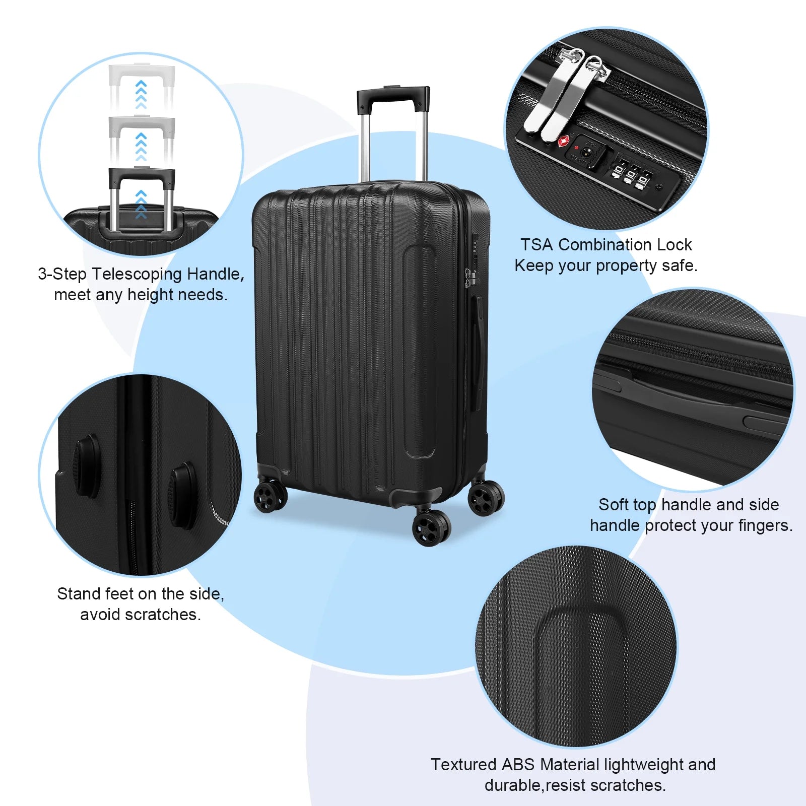 SUGIFT 4-Piece Lightweight Hardshell Spinner Luggage Set with TSA Locks