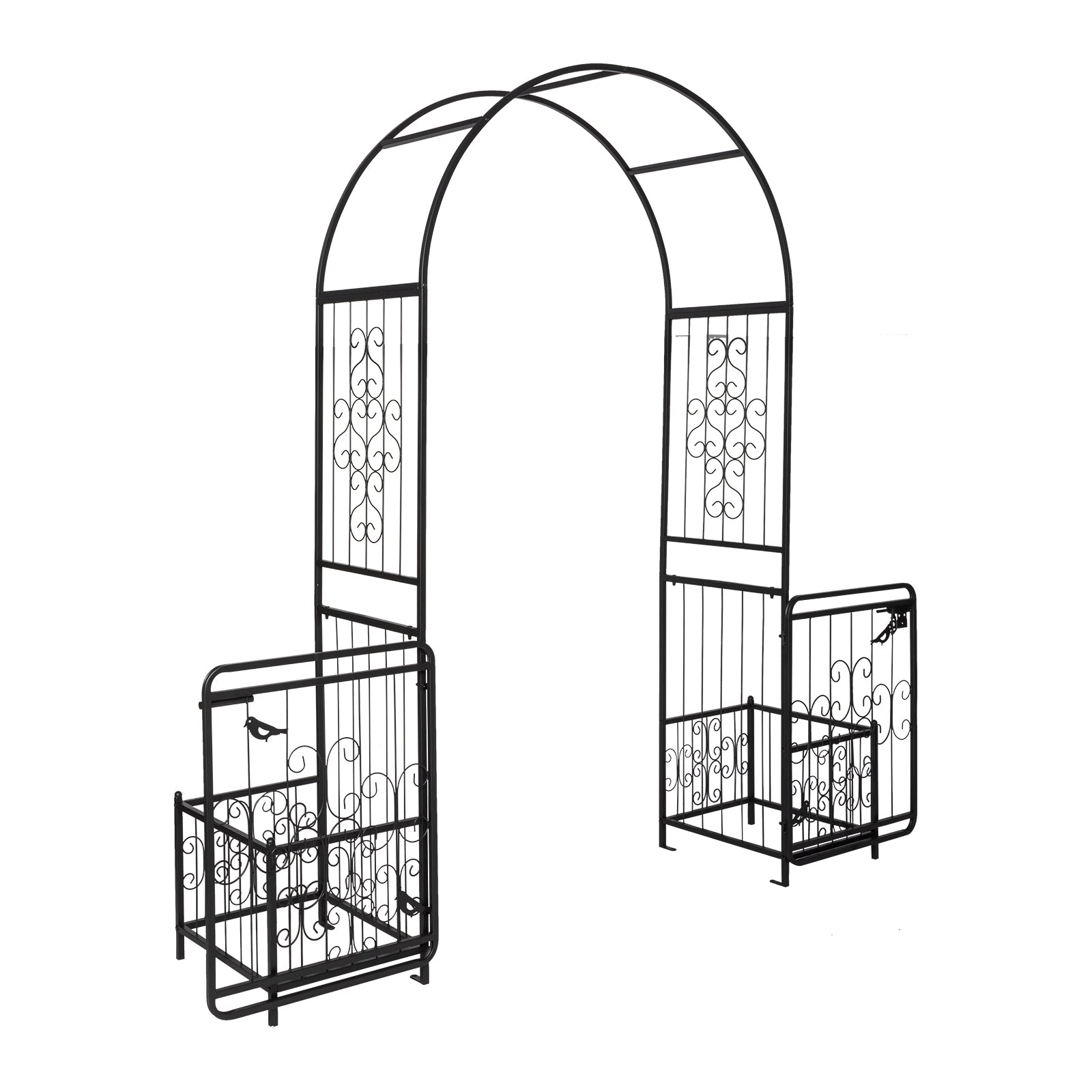 Zimtown Metal Garden Arch 7 Ft Garden Arbor w/Planters for Climbing Plant Outdoor Wedding