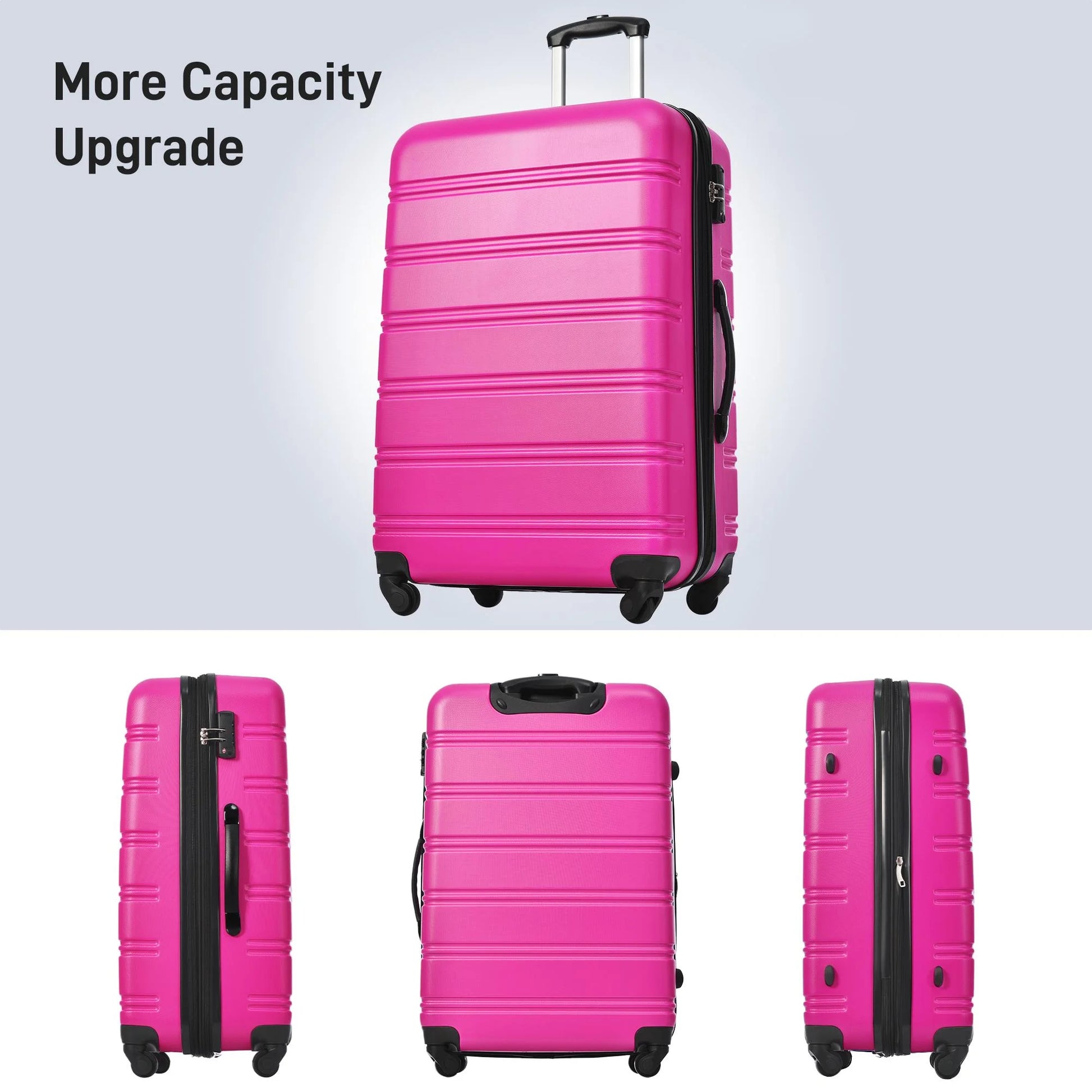 UBesGoo 24" Expandable Hardside Luggage Set with 13" Travel Bag, Pink