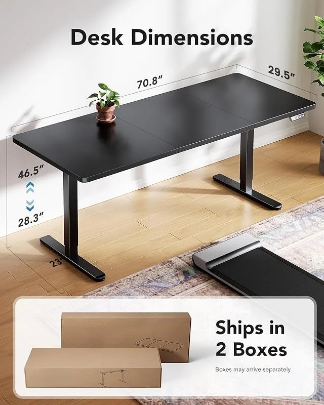 UANUO 48 x 24 inch Electric Standing Desk, Height Adjustable Table with Headphone Hooks & Cable Manager, Sit to Stand up Desk for Home Office, Vintage Brown
