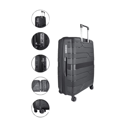 TRAVLR 100% PP Break Resistant Lightweight Expandable 28" Checkin Luggage Trolley, Dark Grey.