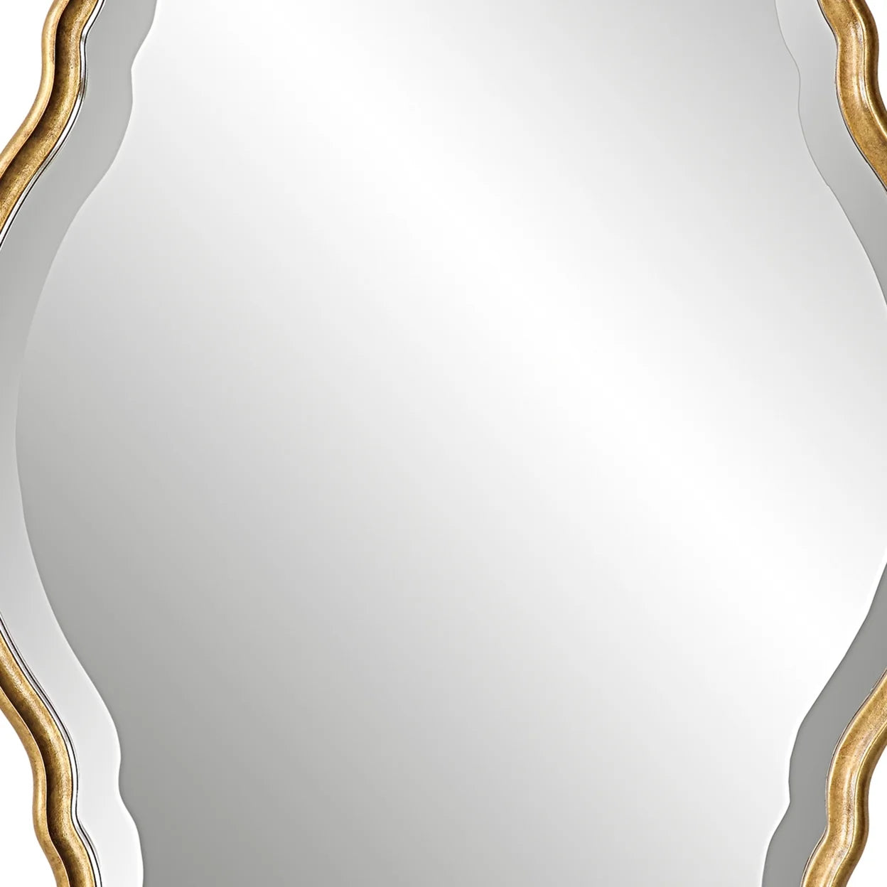 33 Inch Wood Wall Mirror, Elongated Quatrefoil, Gold, Saltoro Sherpi