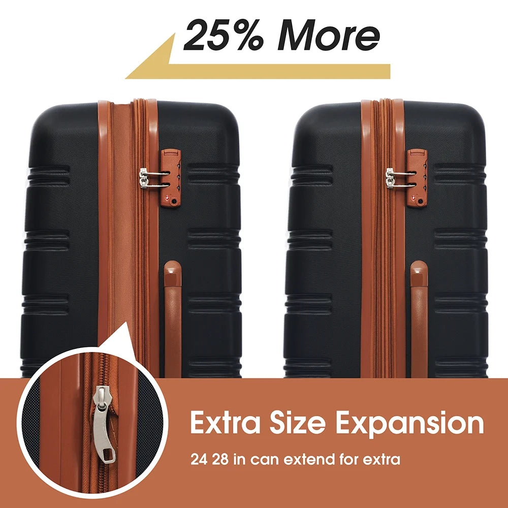 Spaco Hardshell Luggage Sets 2Pcs + Bag Spinner Suitcase with TSA Lock Lightweight 20" + 28"