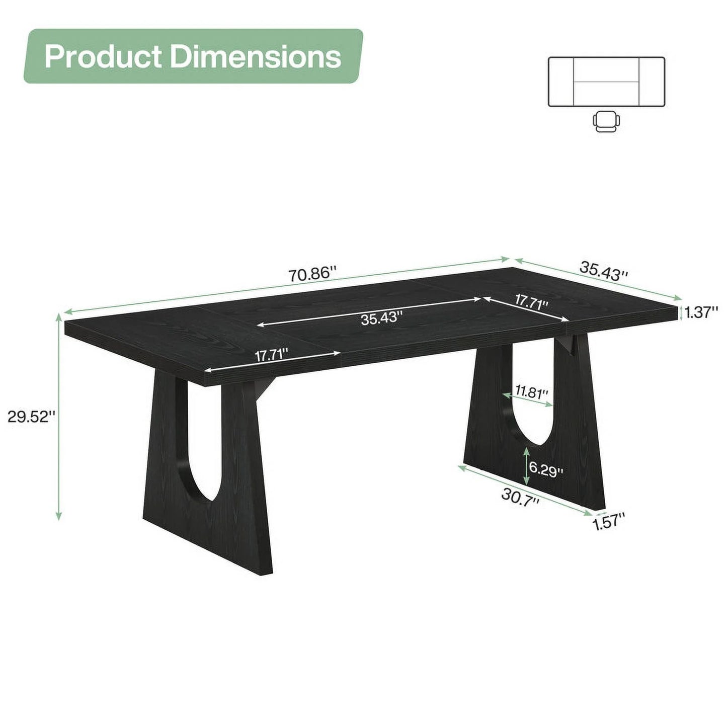 Tribesigns 70.9-Inch Executive Desk, Computer Office Desk, Modern Simple Desk with Large Desktop, Writing Desk Workstation Business Furniture for Home Office, Study, Metal Frame, Oak and Black