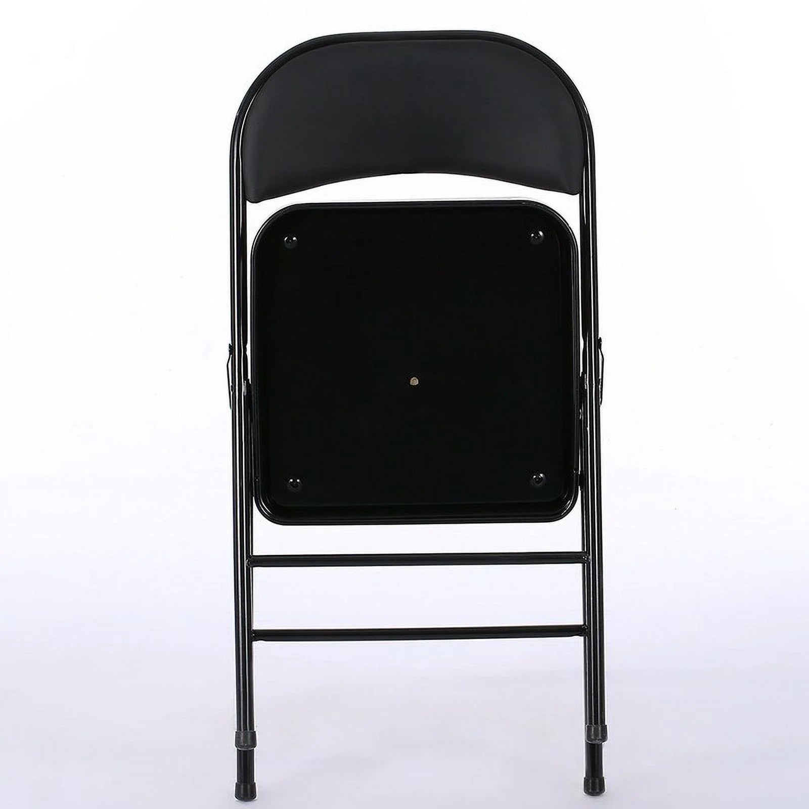 Folding Chairs with Leather Padded Seats Black for Home Office 6-Pack