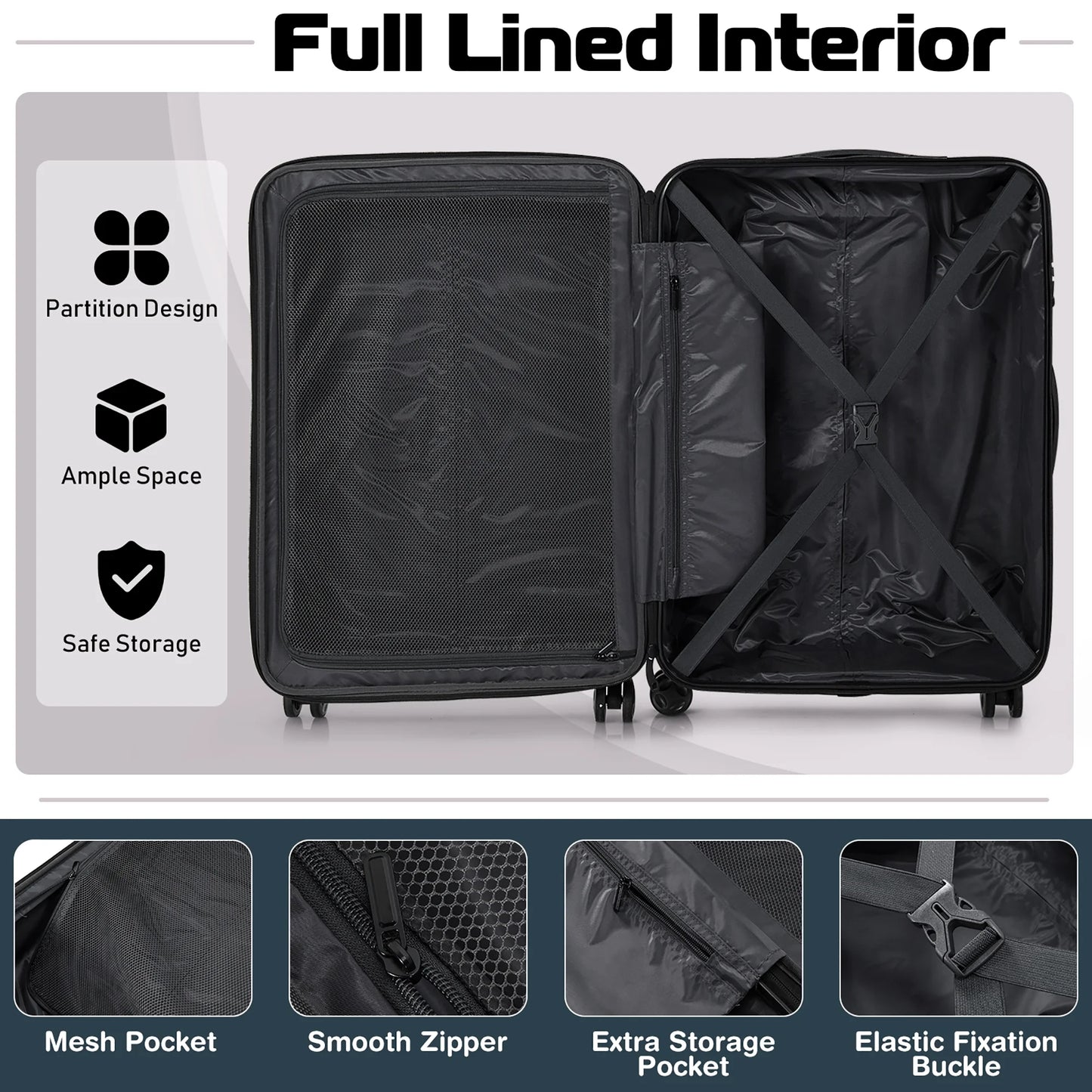 Costway 3 Piece Hardshell Luggage Set Ex pandable Suitcase w/TSA Lock & Spinner Wheels