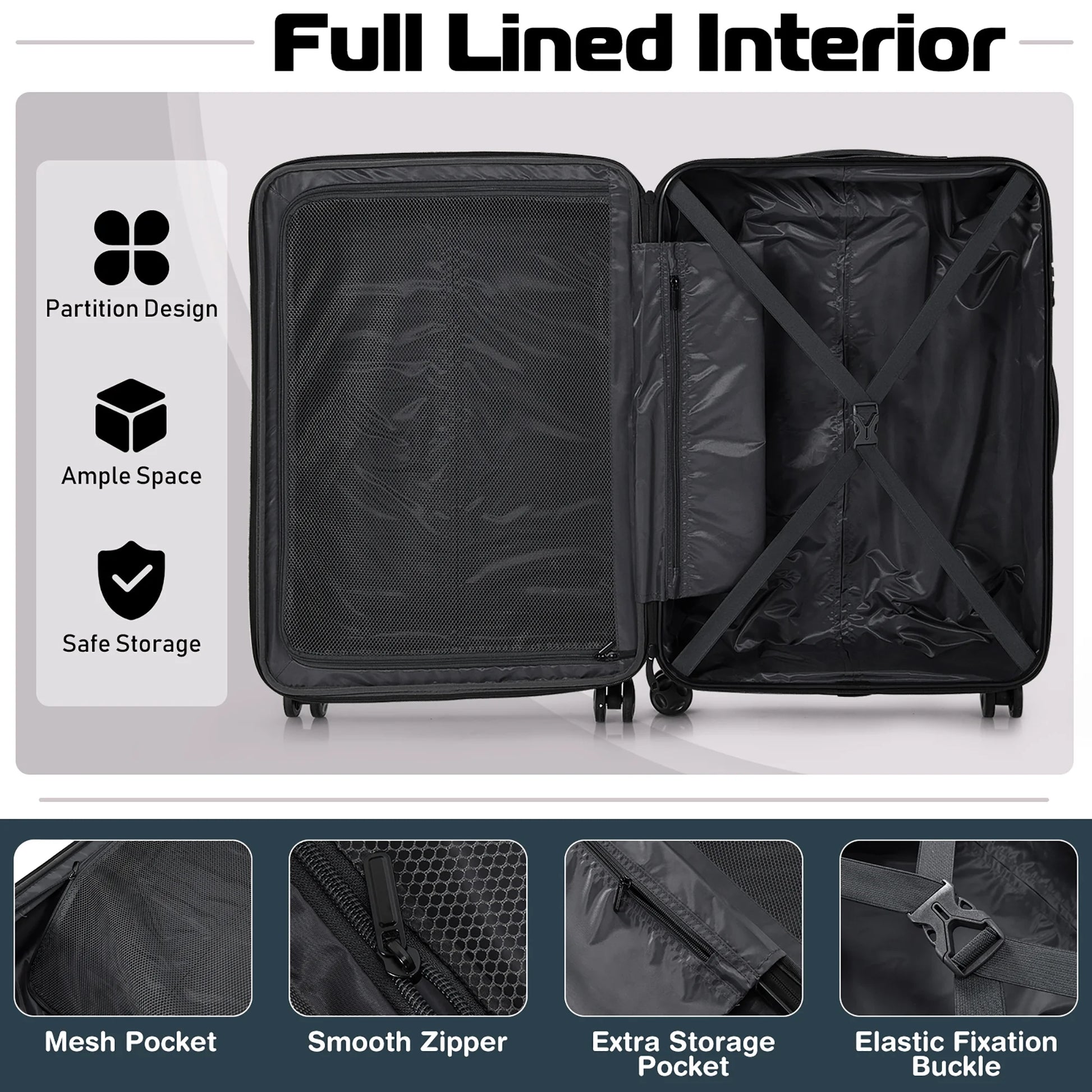 Costway 3 Piece Hardshell Luggage Set Ex pandable Suitcase w/TSA Lock & Spinner Wheels