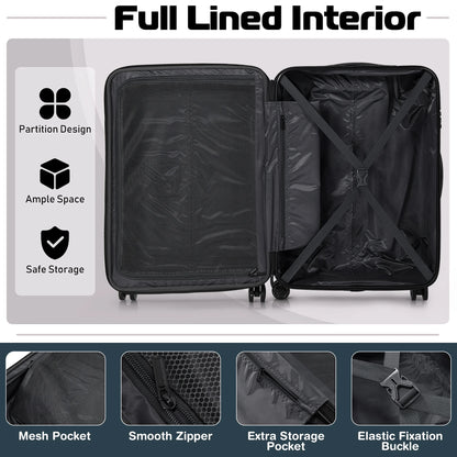 Costway 3 Piece Hardshell Luggage Set Ex pandable Suitcase w/TSA Lock & Spinner Wheels