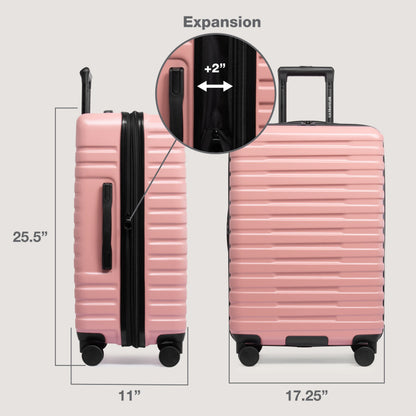 U.S. Traveler Boren Hardside Rugged Spinner Luggage, Rose Pink, 26" Checked Medium