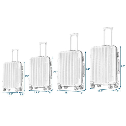 Zimtown 4 Piece Luggage Set, ABS Hard Shell Suitcase Luggage Sets Double Wheels with TSA Lock, Black