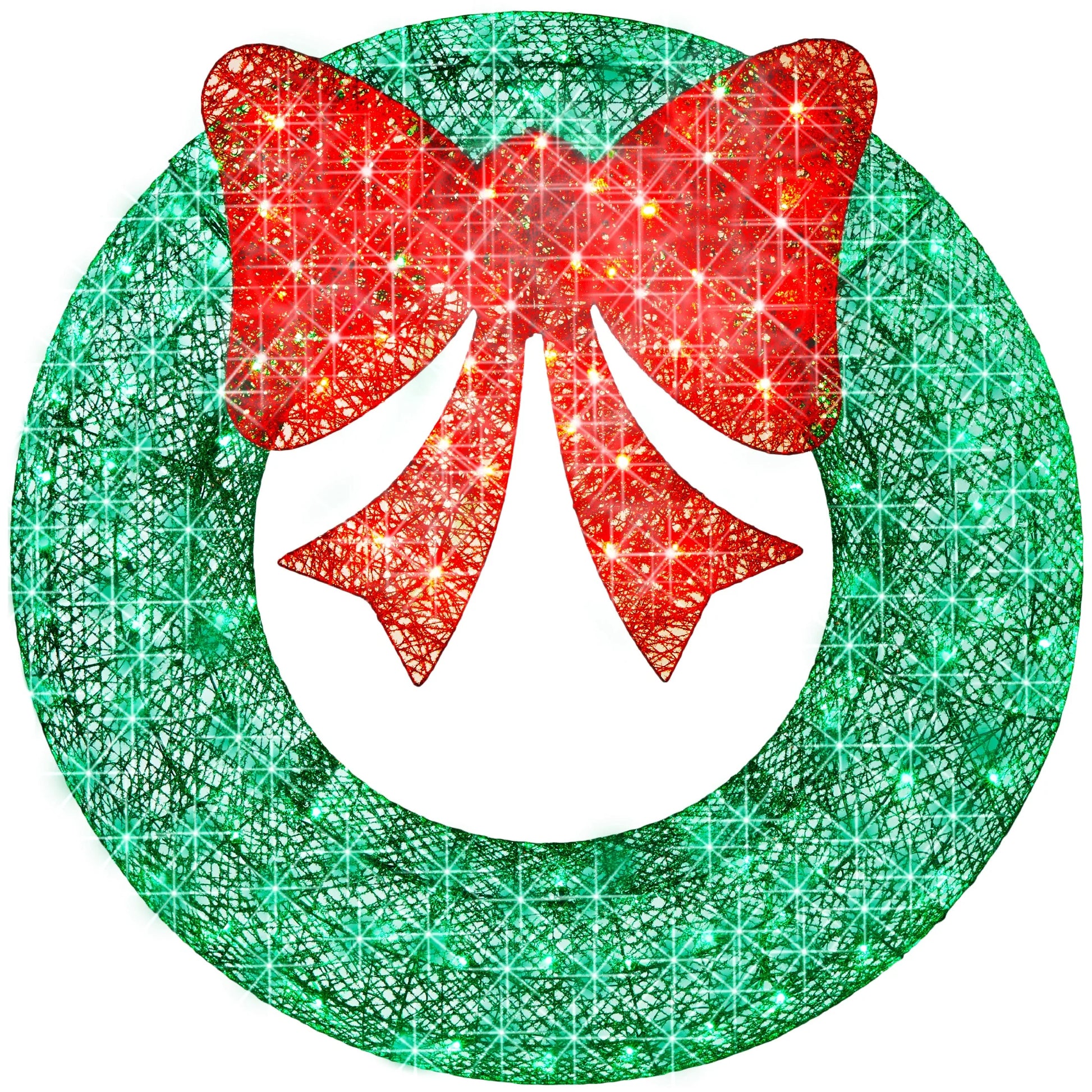 Best Choice Products 36in Pre-Lit Outdoor Christmas Wreath, LED Metal Holiday Decor w/120 Lights, Bow - Green/Red