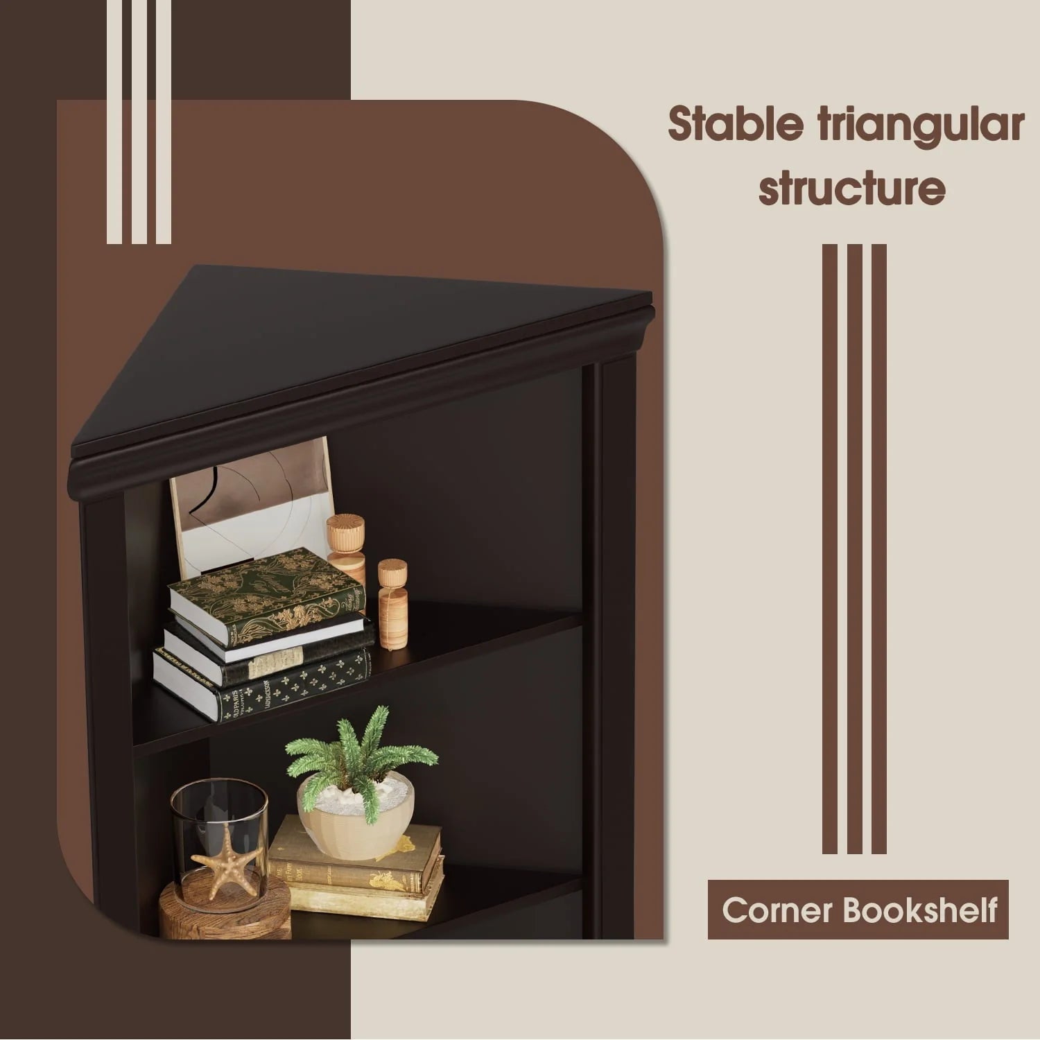Furmax Corner Bookcase with Storage, Corner Bookshelf Stand Storage Rack for Living Room, Home Office, Kitchen, Small Space,White
