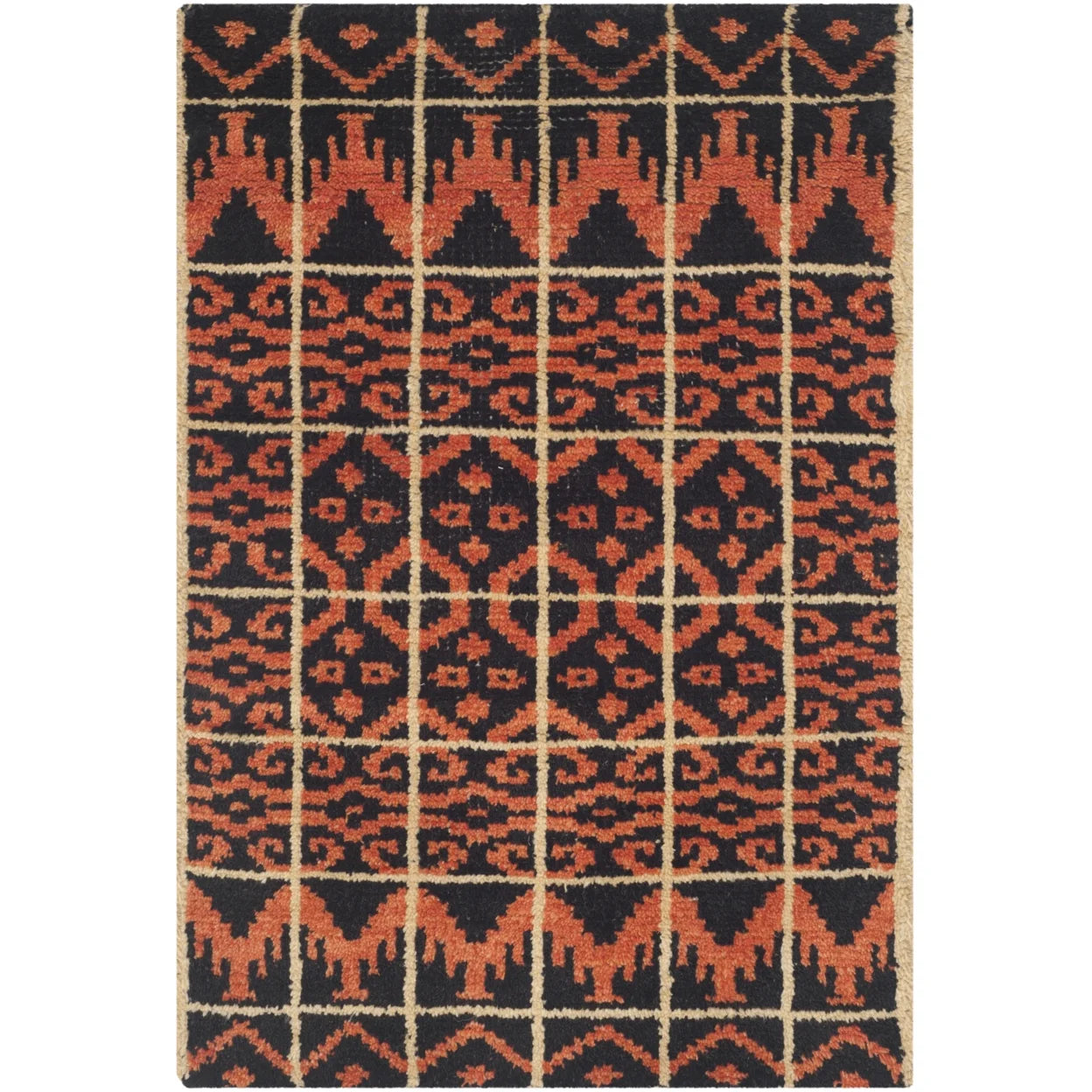 SAFAVIEH Kenya Kestrel Southwestern Wool Area Rug, Orange/Black, 8' x 10'