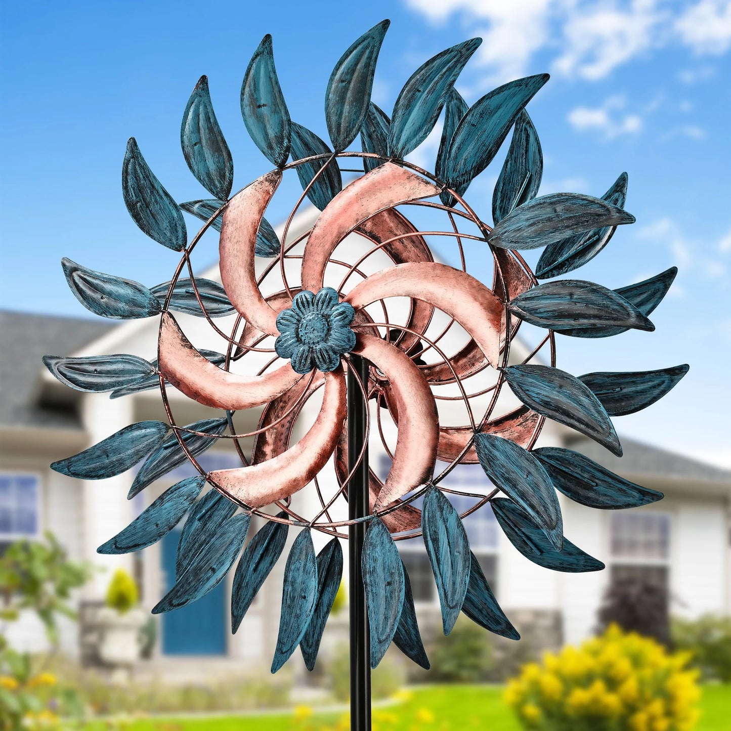 Garden Wind Spinners 82in, Metal Yard Sculpture Windmills for Outdoor Yard Patio Lawn & Garden Art Decorations by JORUGUNA, Bronze
