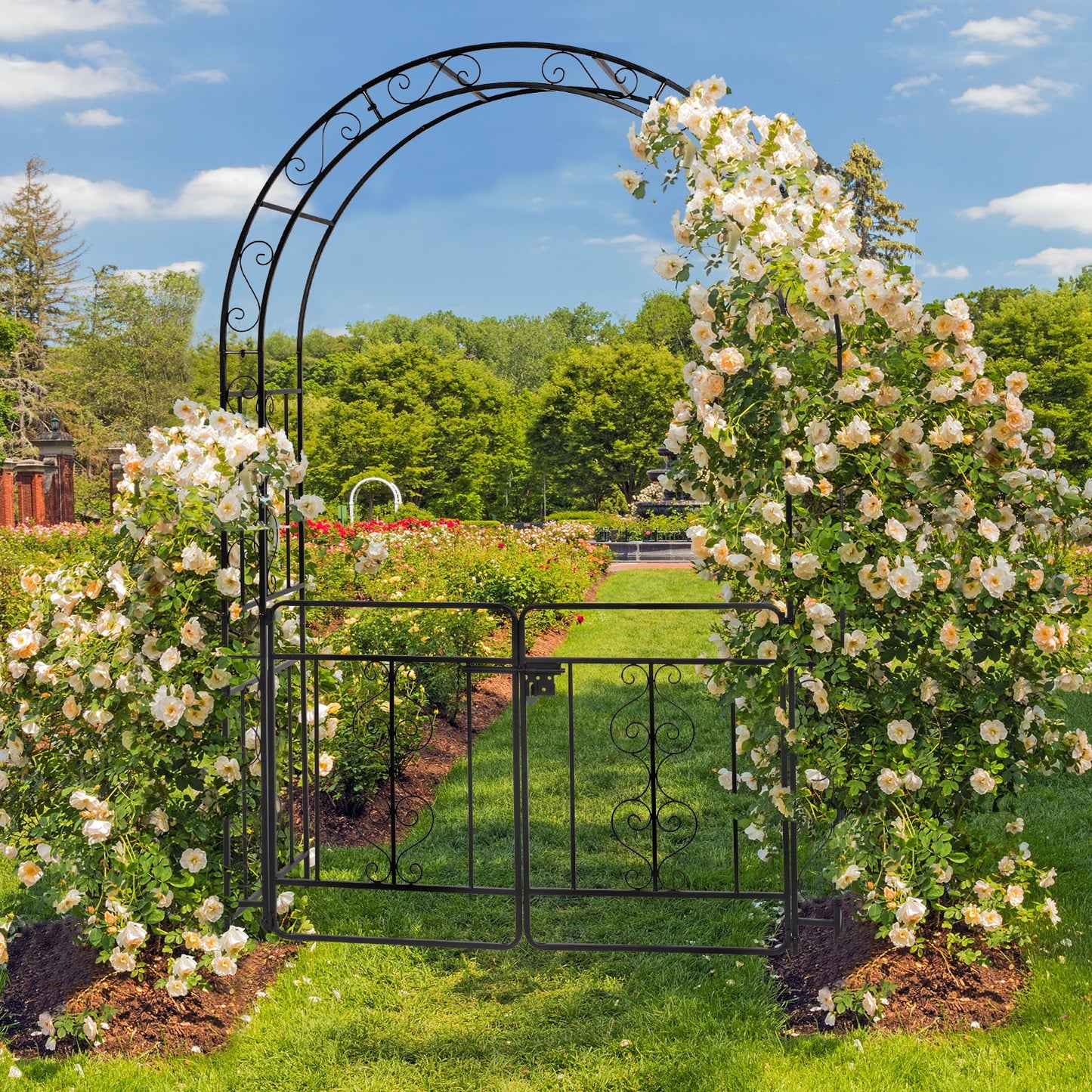 UBesGoo Garden Arch Arbor Trellis Steel Archway for Climbing Plants,7 Ft Iron