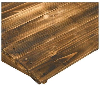 7.5' Wooden Garden Bridge with Planters, Stained Arc Footbridge for Backyard, Pond & Stream