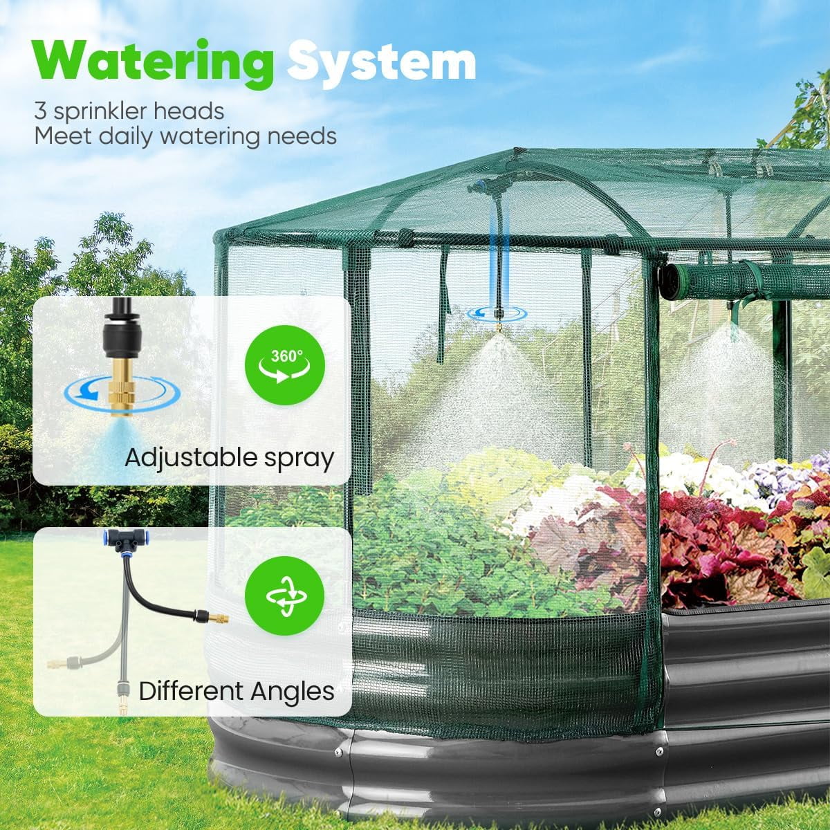 Quictent 6x3x1 ft Galvanized Raised Garden Bed Kit with Self Watering System and Mesh Cover, Large Oval Metal Outdoor Planter Garden Boxes for Vegetables Herbs Flowers