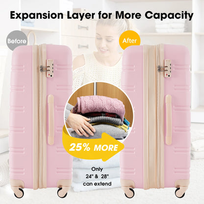 RONSHIN 3pcs/set Suitcase Luggage Set Hardside Spinner Suitcase with TSA Lock And 360° Spinner Wheels 20" 24" 28" for Travel Camping Outdoor