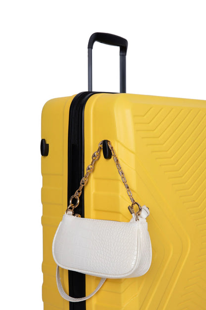 3 Piece Luggage Sets, ABS Lightweight Suitcase(20/24/28), Carry on Hard-Shell Luggage with 2 Hooks, Telescopic Handle, Spinner Wheels and TSA Lock, Yellow