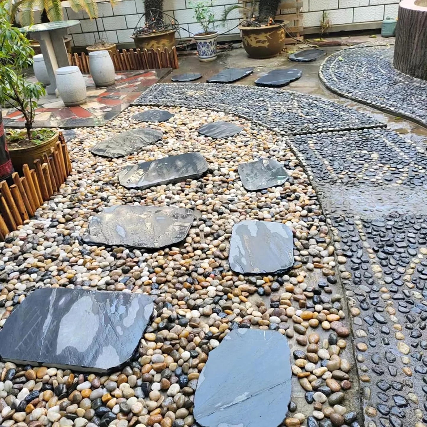 Black River Rocks for Landscaping, 2-3 Inch Natural River Rocks for Garden Beds, Potted Plants, Fish Tanks, DIY Pathway and Backyard Accent, Stones for Crafts, Walkways(40lbs Bulk)