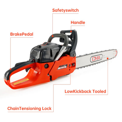 TOPTENG Gas Cordless Chainsaw 24 inch, 2-Cycle Gasoline Powered Chain Saw, 68CC Handheld Cordless Chainsaw, Automatic Chain Oiler, Garden Tool for Cutting Wood Trees